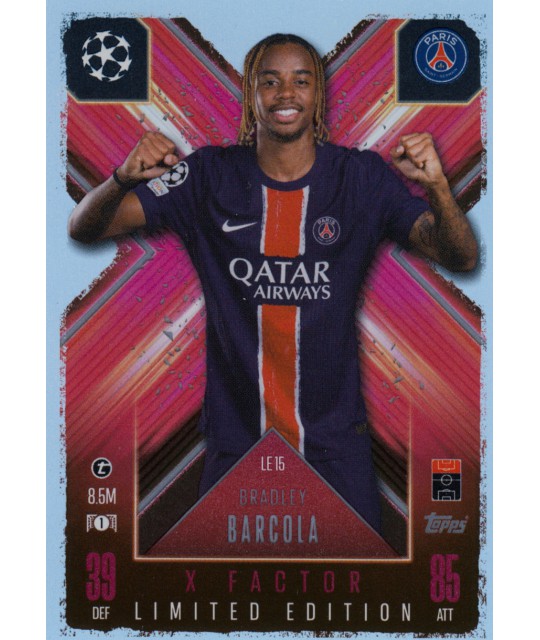 Topps Match Attax Extra Champions League 2024/2025 X-Factor Limited Edition Bradley Barcola (Paris Saint-Germain)